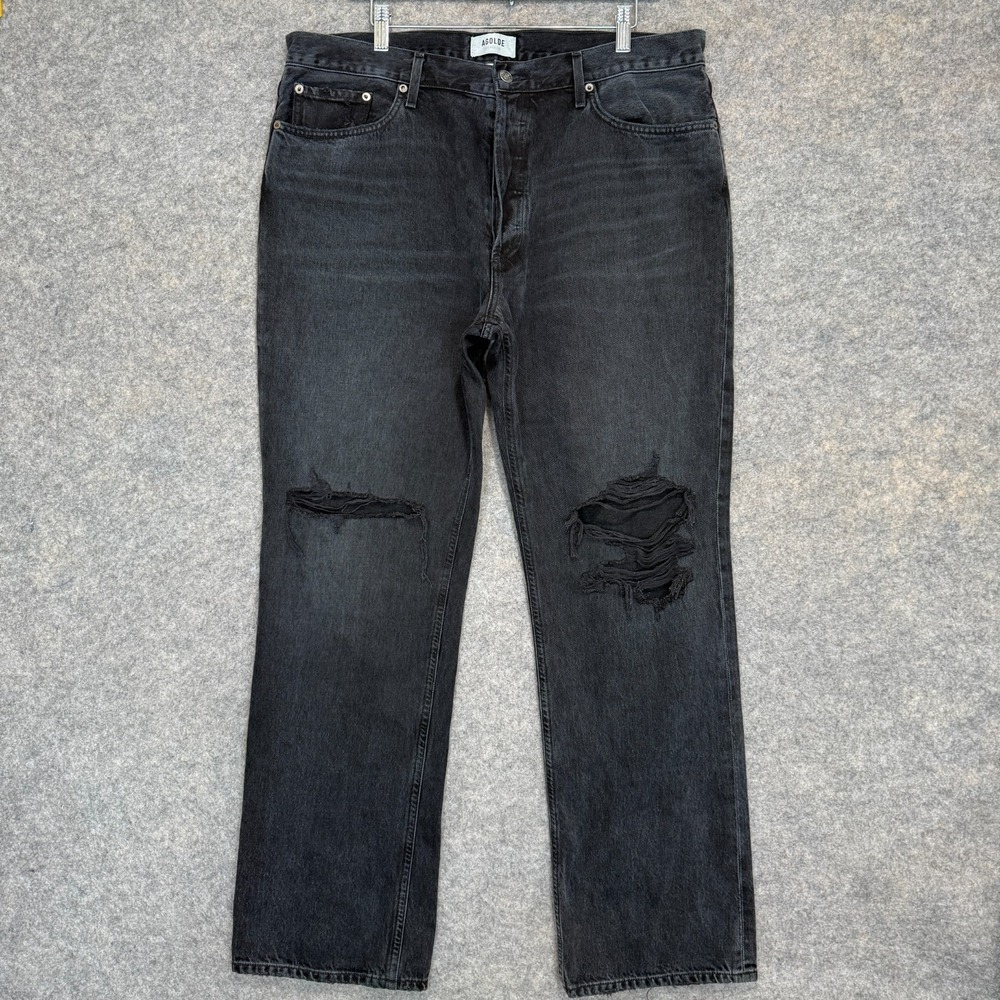 AGOLDE Lana Mid Rise Vintage Straight‎ Jeans Womens 34 Distressed Denim Pants